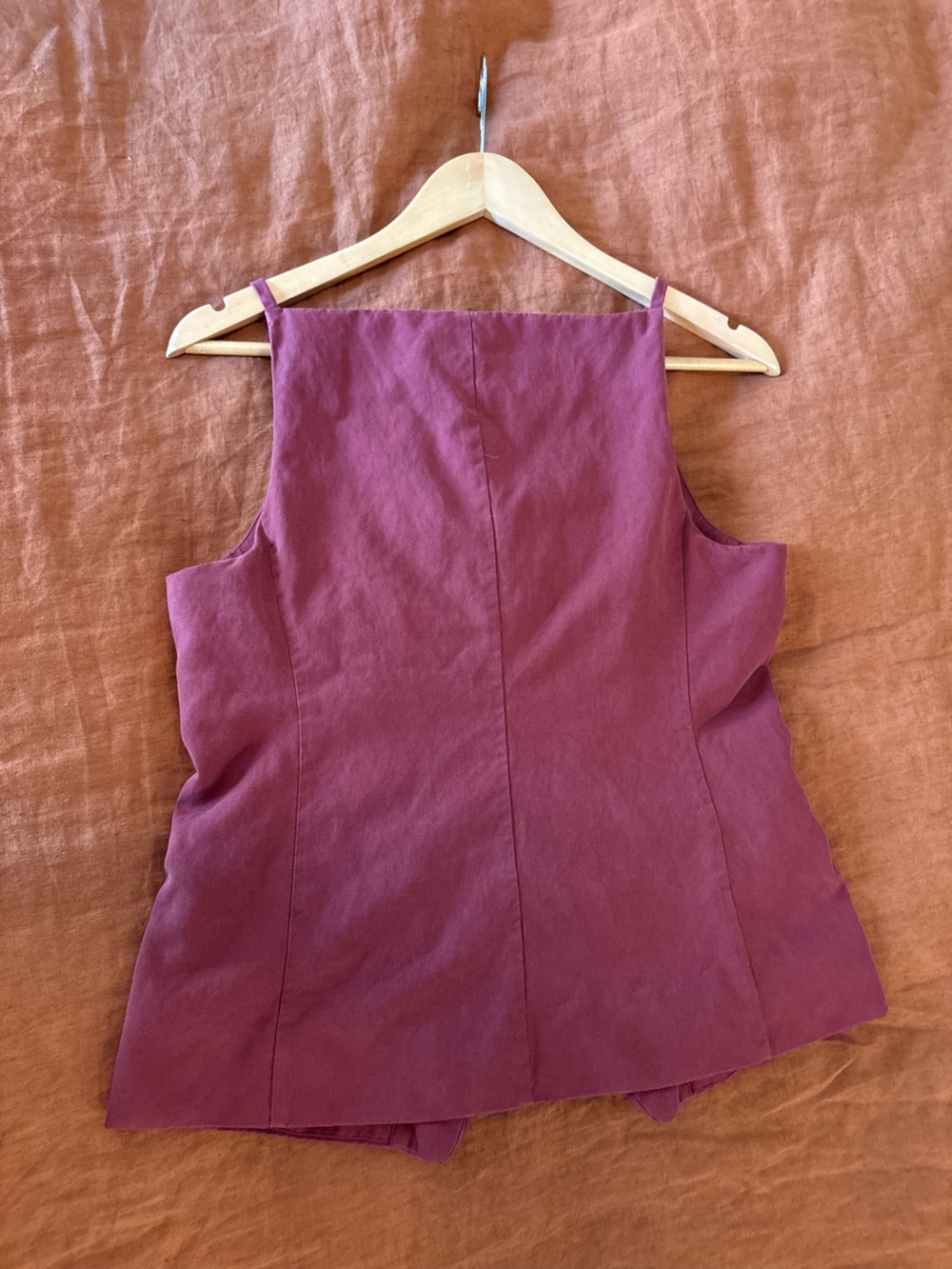 Madewell Rust-Red Button Front Square Neck Vest - Picture 9 of 12